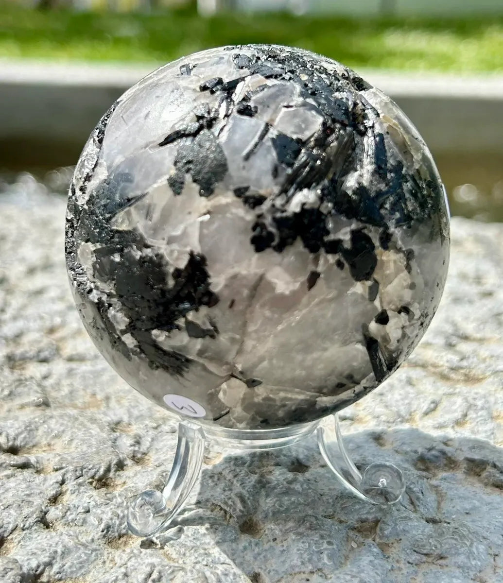 Tourmalinated Quartz Sphere