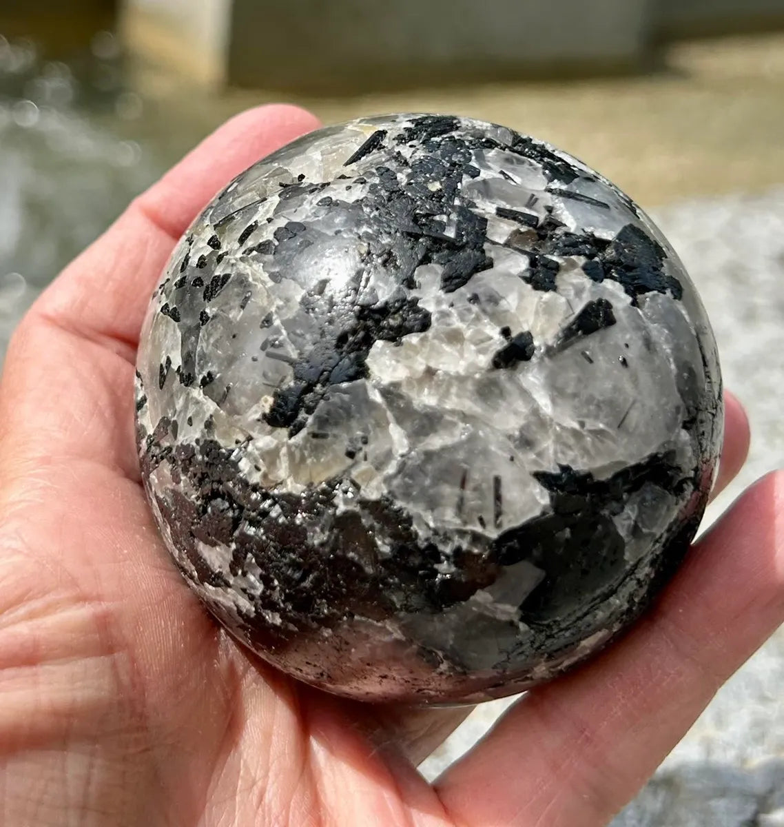 Tourmalinated Quartz Sphere