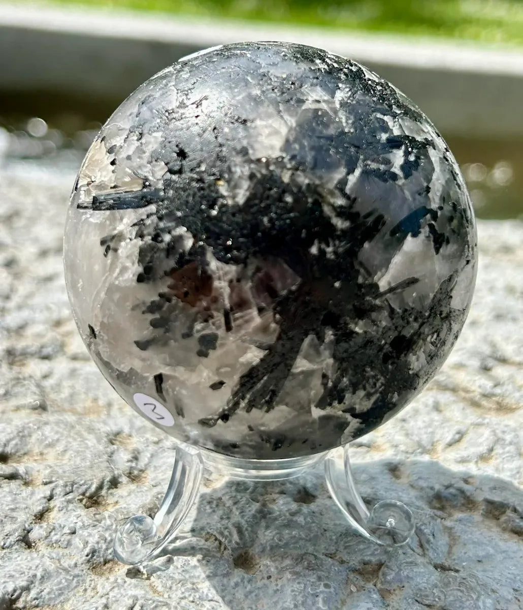 Tourmalinated Quartz Sphere