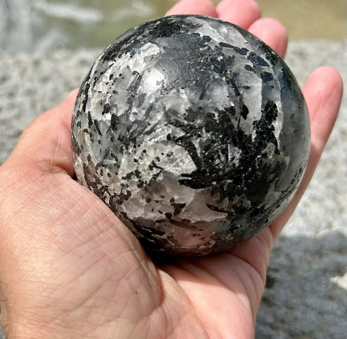 Tourmalinated Quartz Sphere