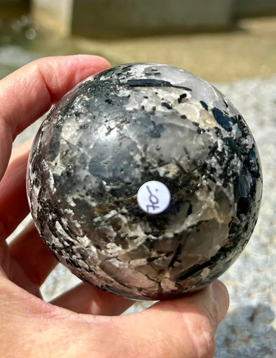 Tourmalinated Quartz Sphere