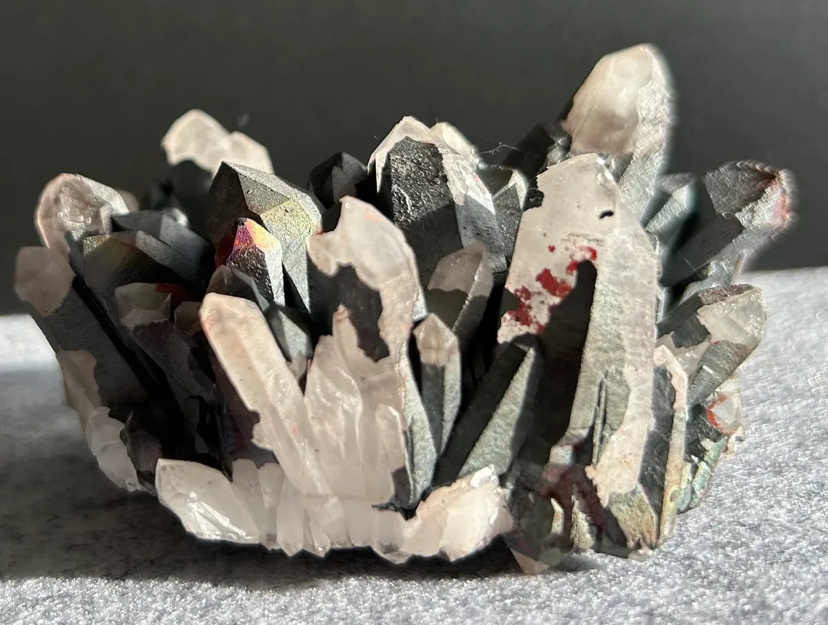 Hematite Coated Quartz Cluster