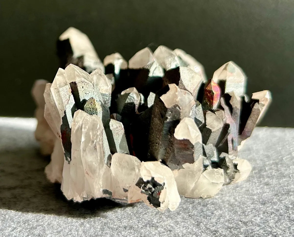 Hematite Coated Quartz Cluster