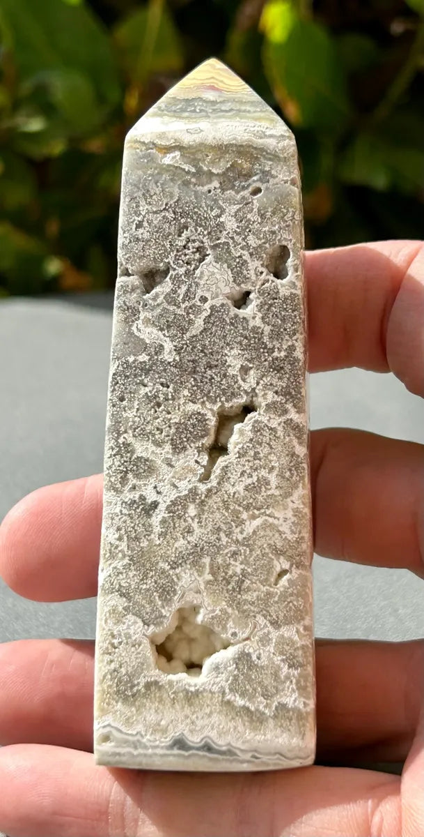 White Plume Agate Obelisk