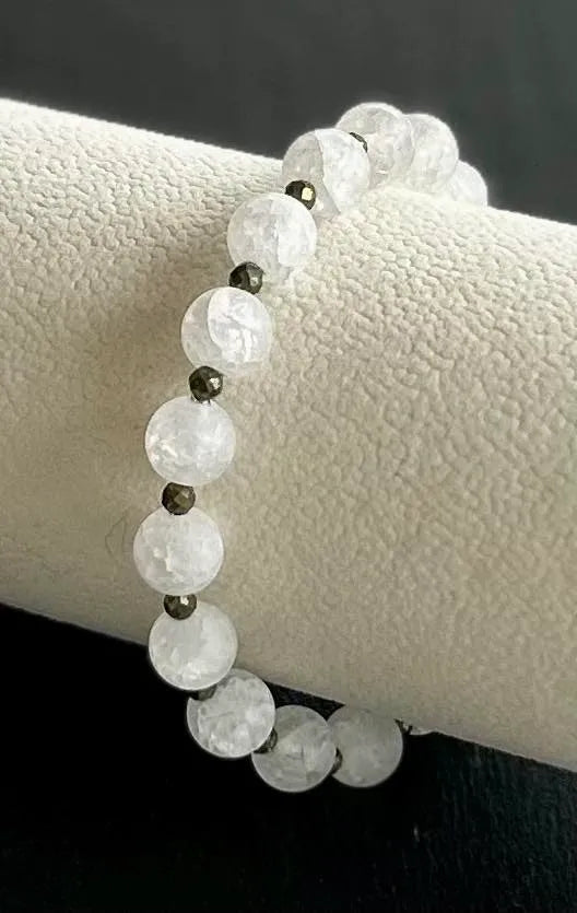Frosted Quartz and Pyrite Bracelet