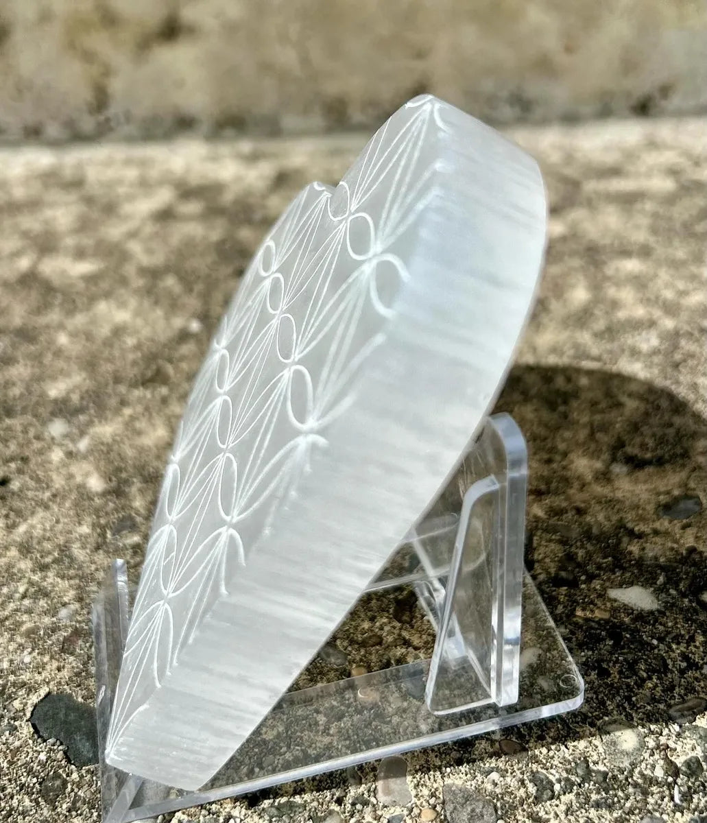 Selenite Flower of Life Heart