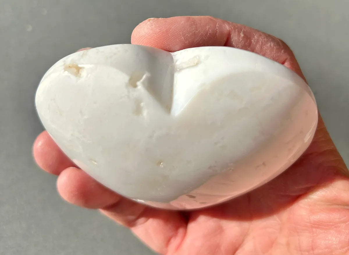 White Plume Agate Heart