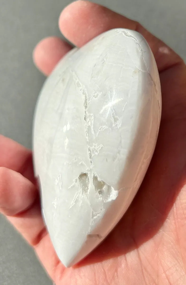 White Plume Agate Heart