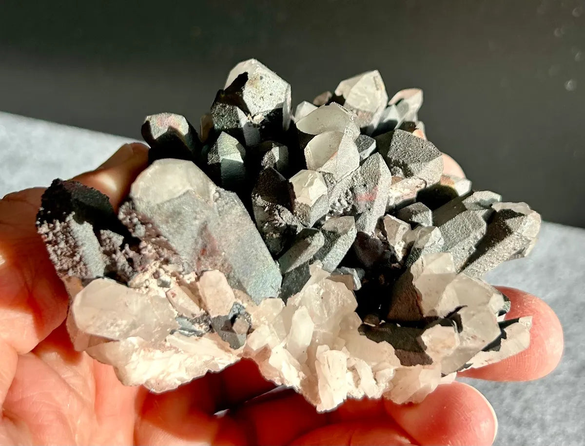 Hematite Coated Quartz Cluster