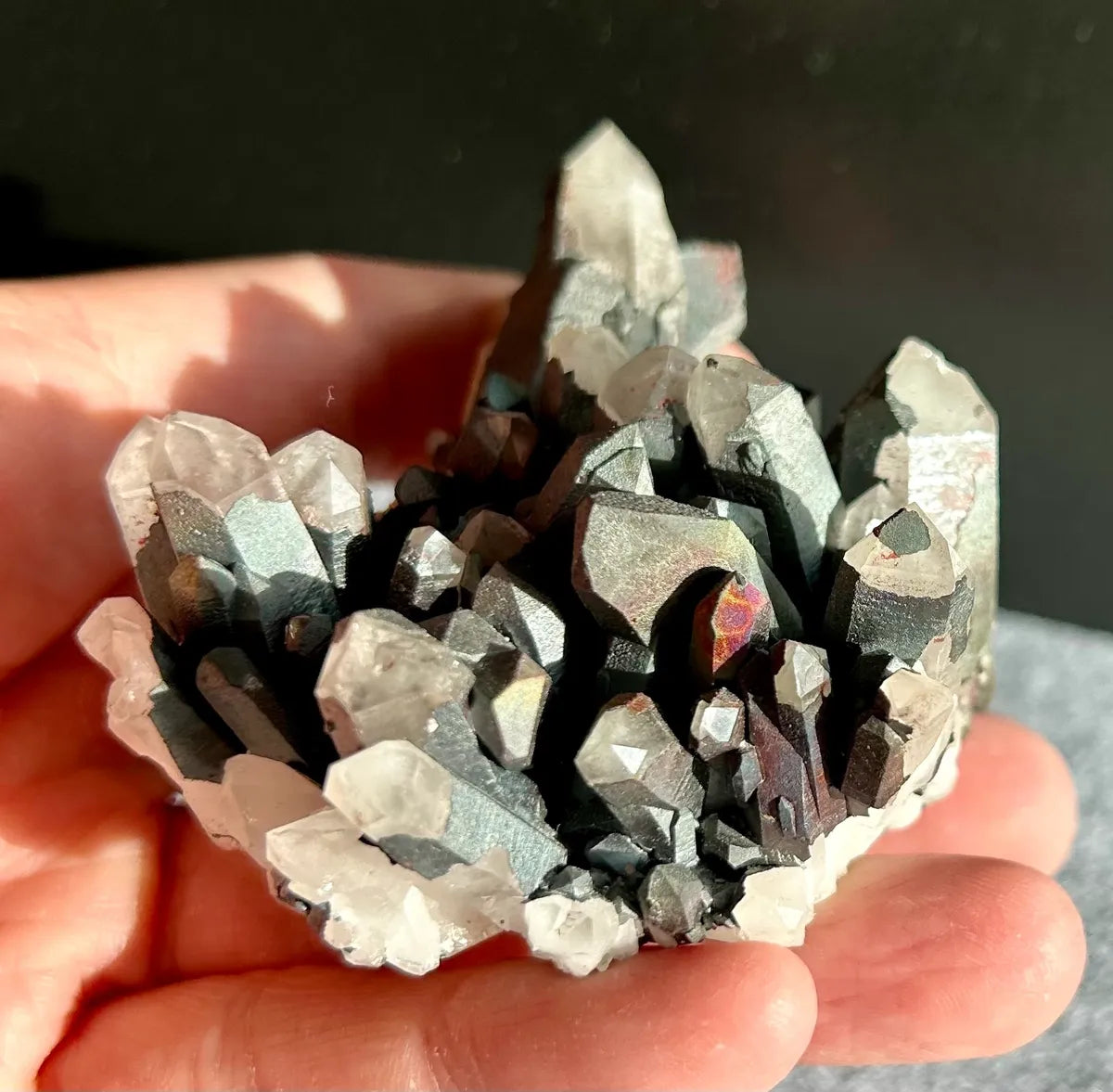 Hematite Coated Quartz Cluster