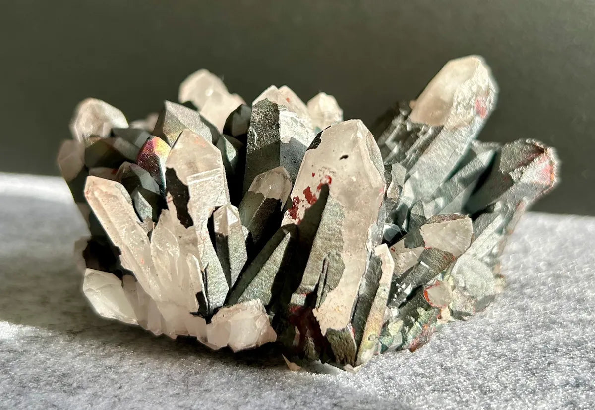 Hematite Coated Quartz Cluster