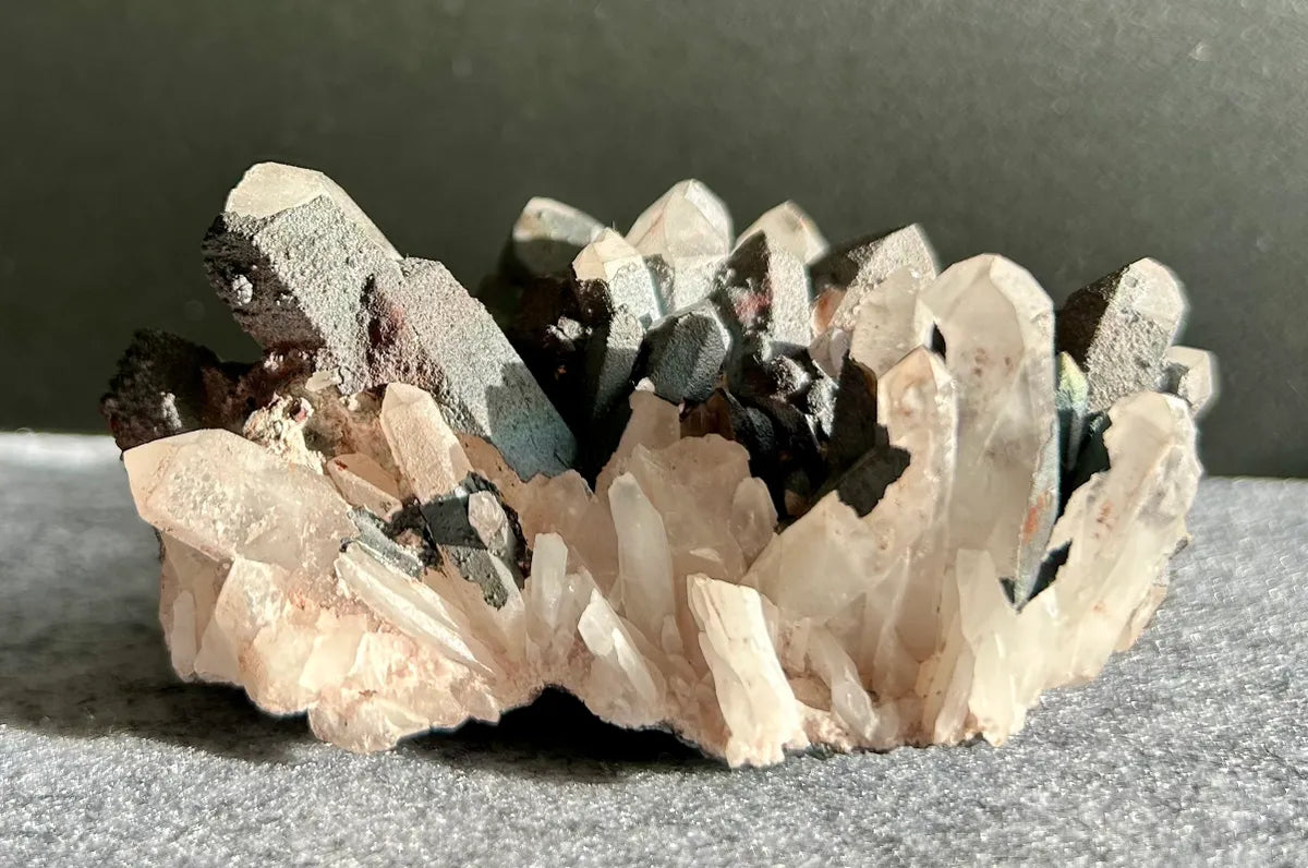 Hematite Coated Quartz Cluster