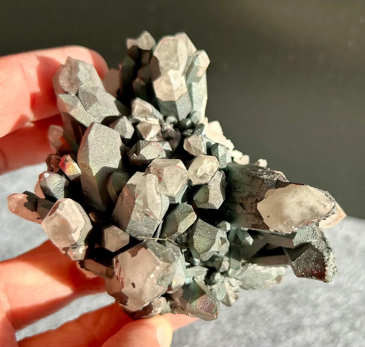Hematite Coated Quartz Cluster