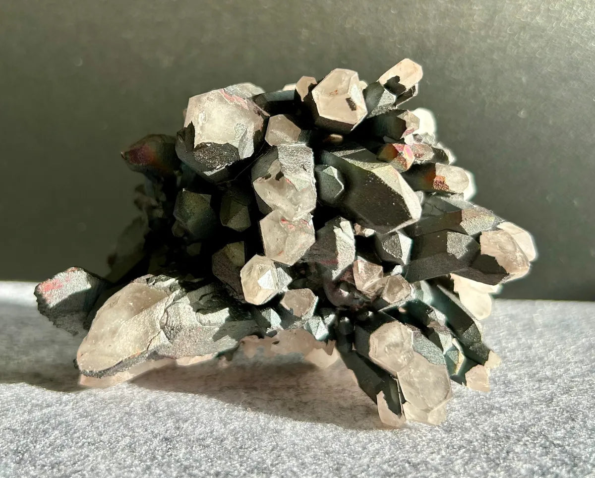 Hematite Coated Quartz Cluster