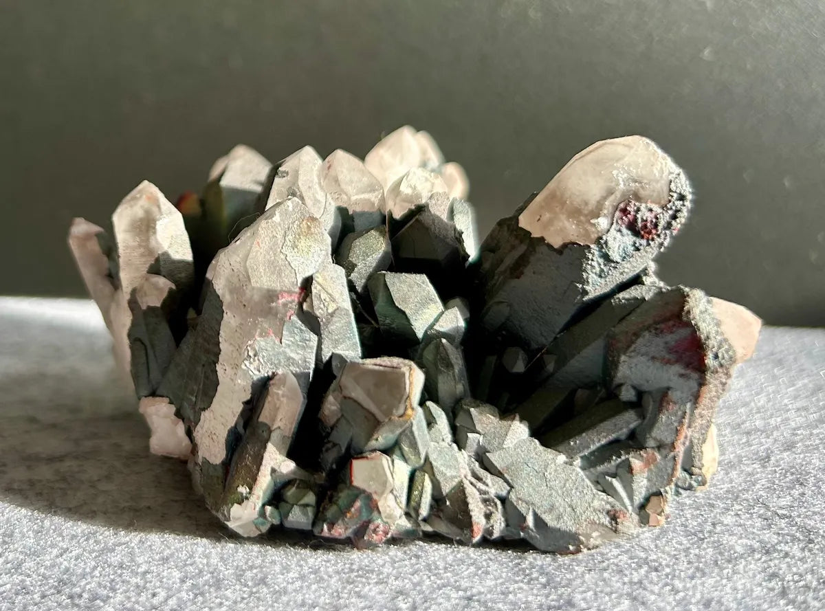 Hematite Coated Quartz Cluster