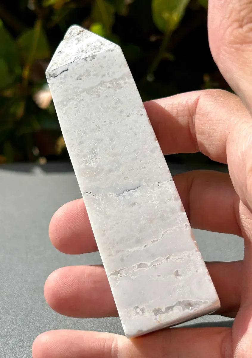 White Plume Agate Obelisk