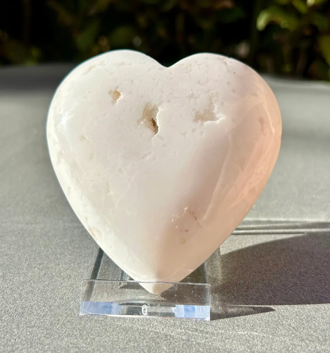 White Plume Agate Heart