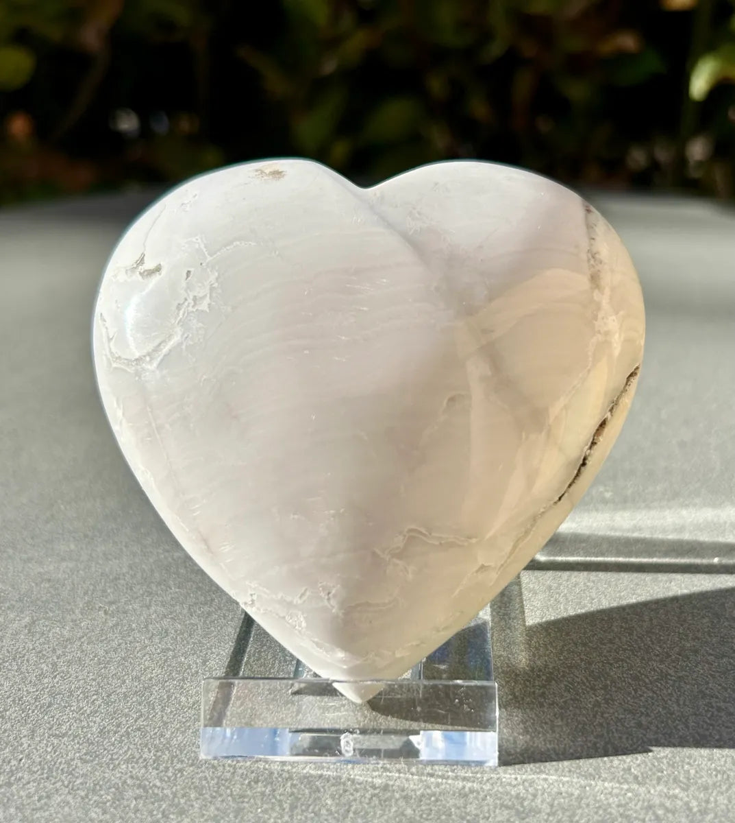 White Plume Agate Heart