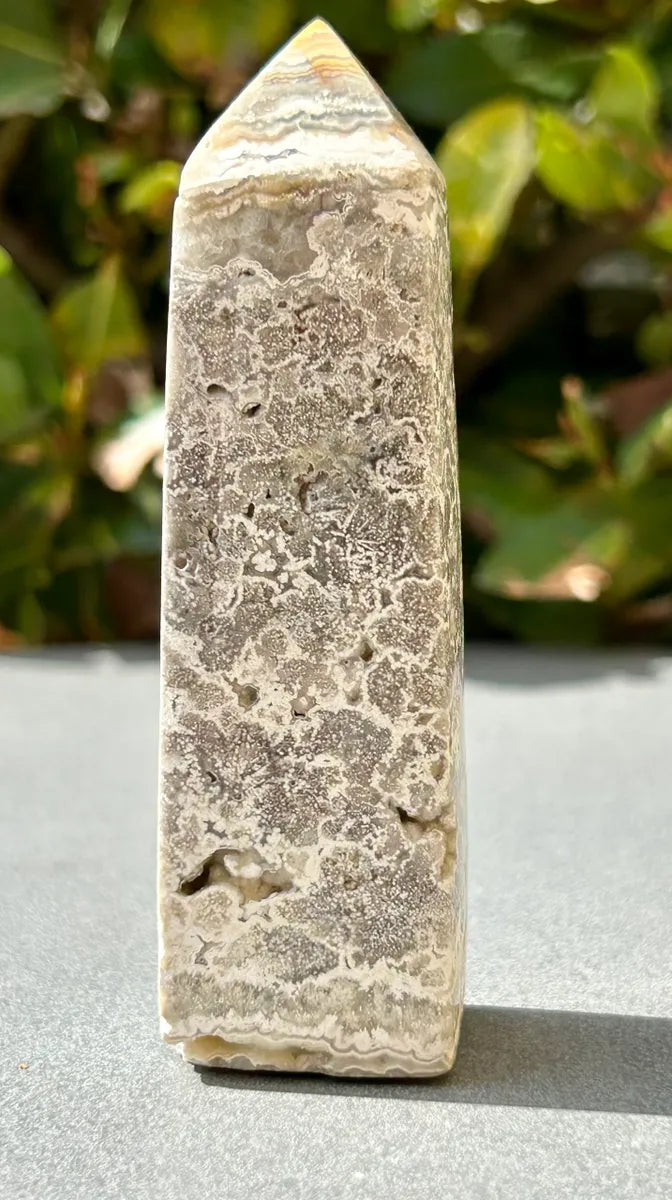 White Plume Agate Obelisk