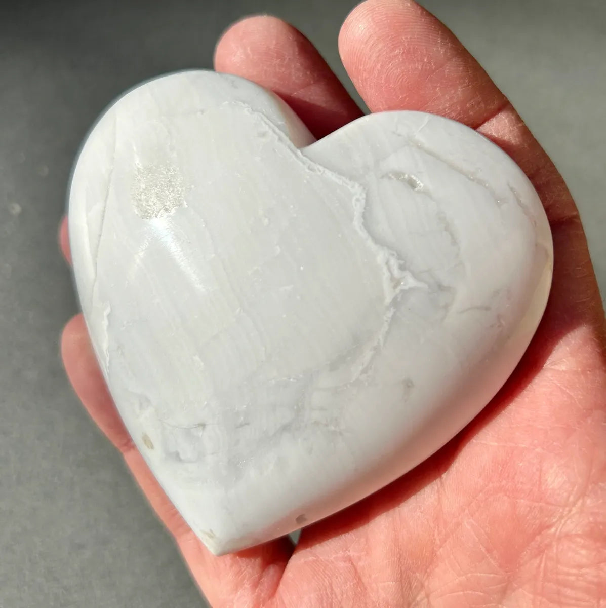 White Plume Agate Heart