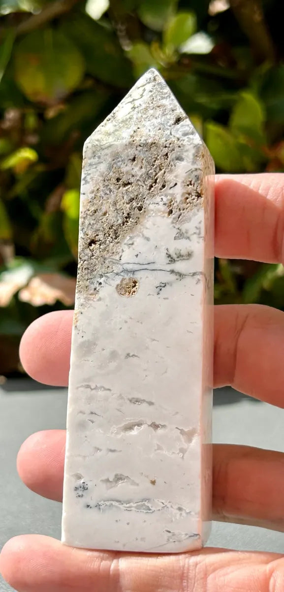 White Plume Agate Obelisk