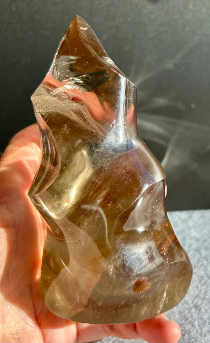 Large Smokey Quartz Flame