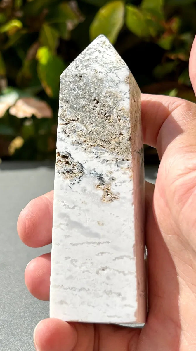 White Plume Agate Obelisk