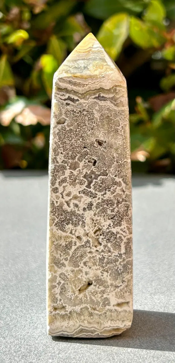 White Plume Agate Obelisk