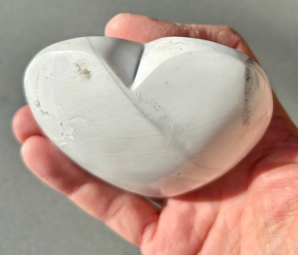 White Plume Agate Heart