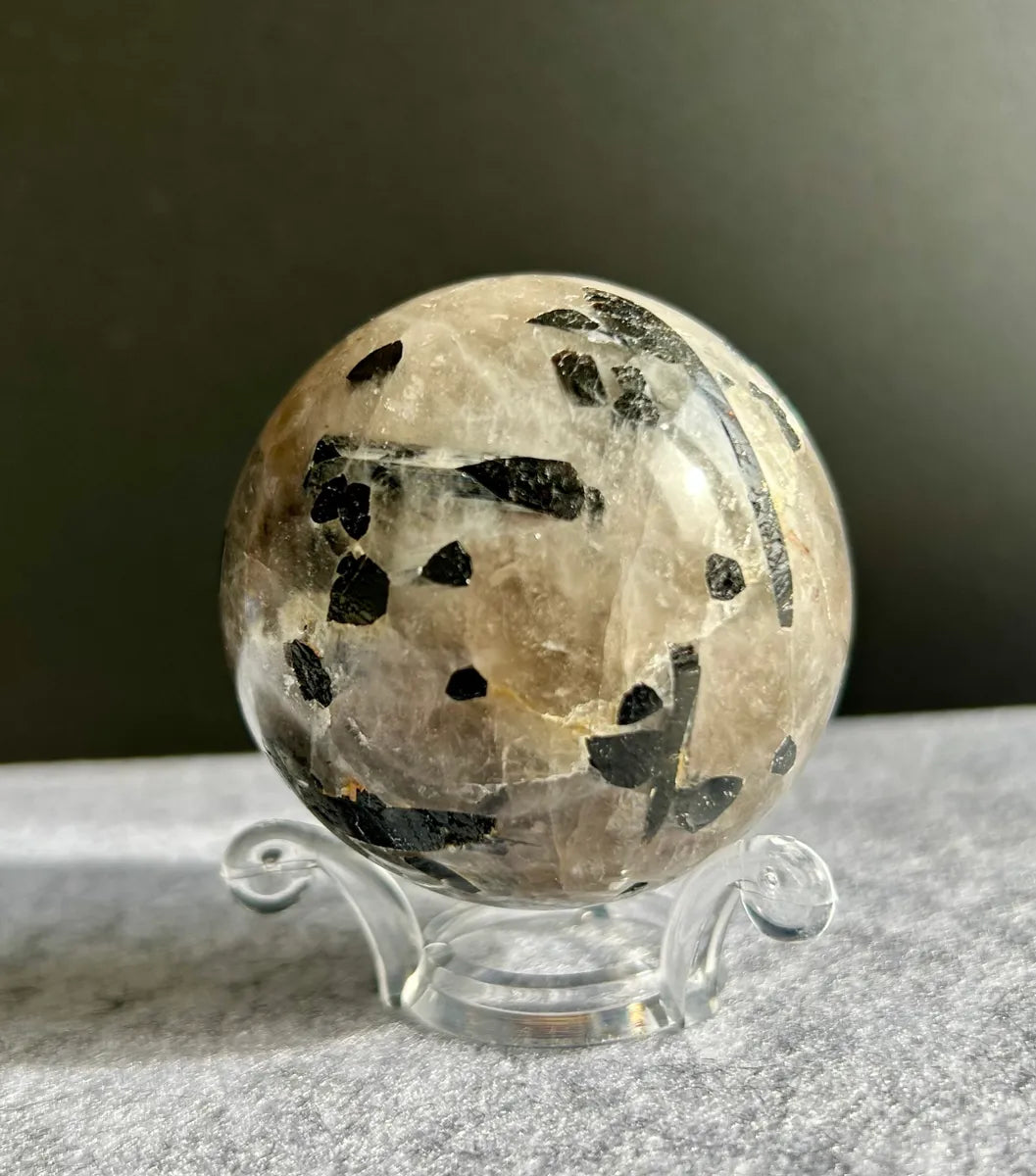 Tourmalinated Quartz Sphere