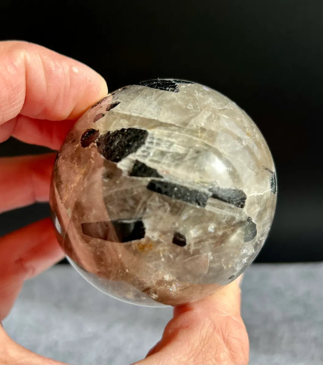 Tourmalinated Quartz Sphere