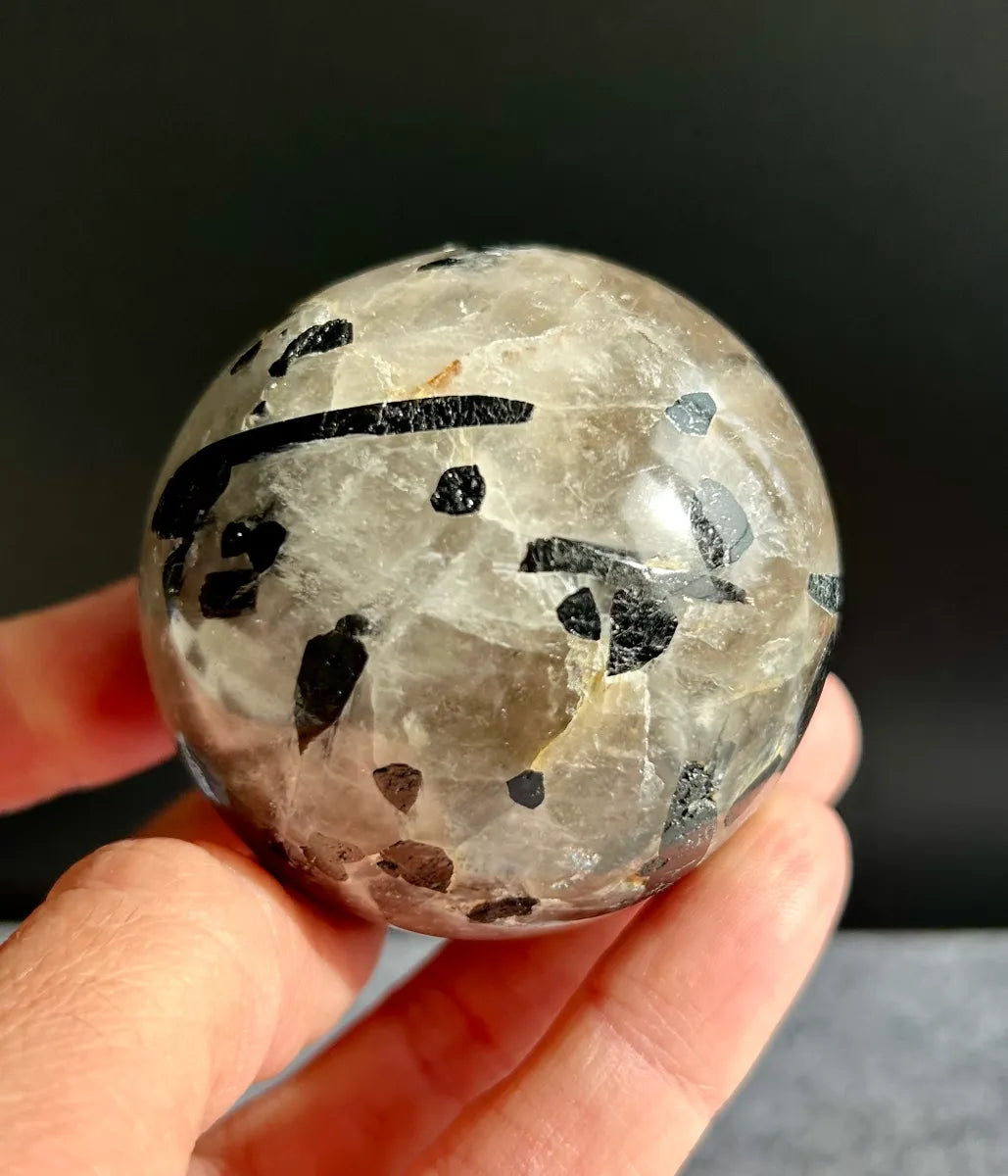 Tourmalinated Quartz Sphere