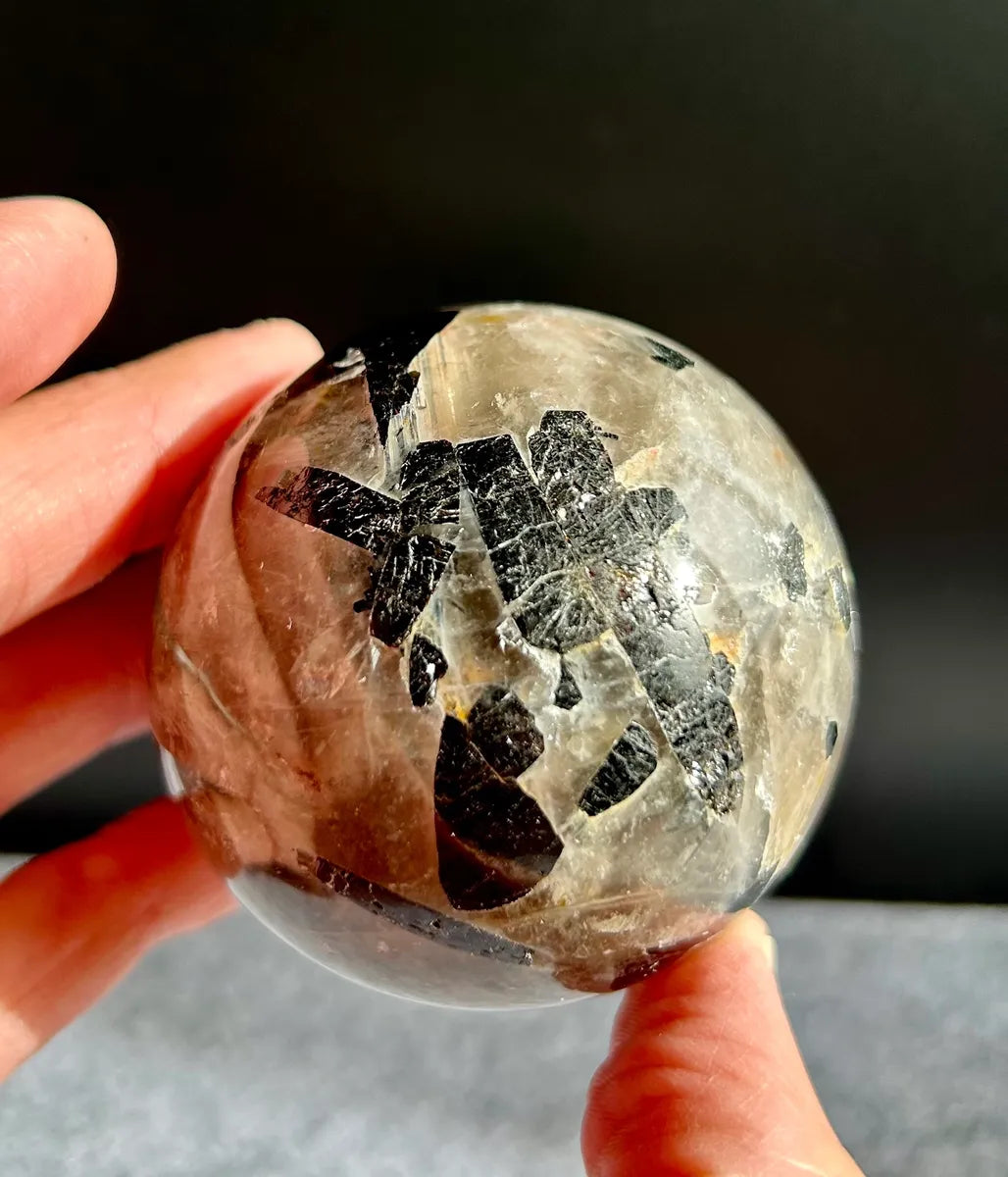 Tourmalinated Quartz Sphere