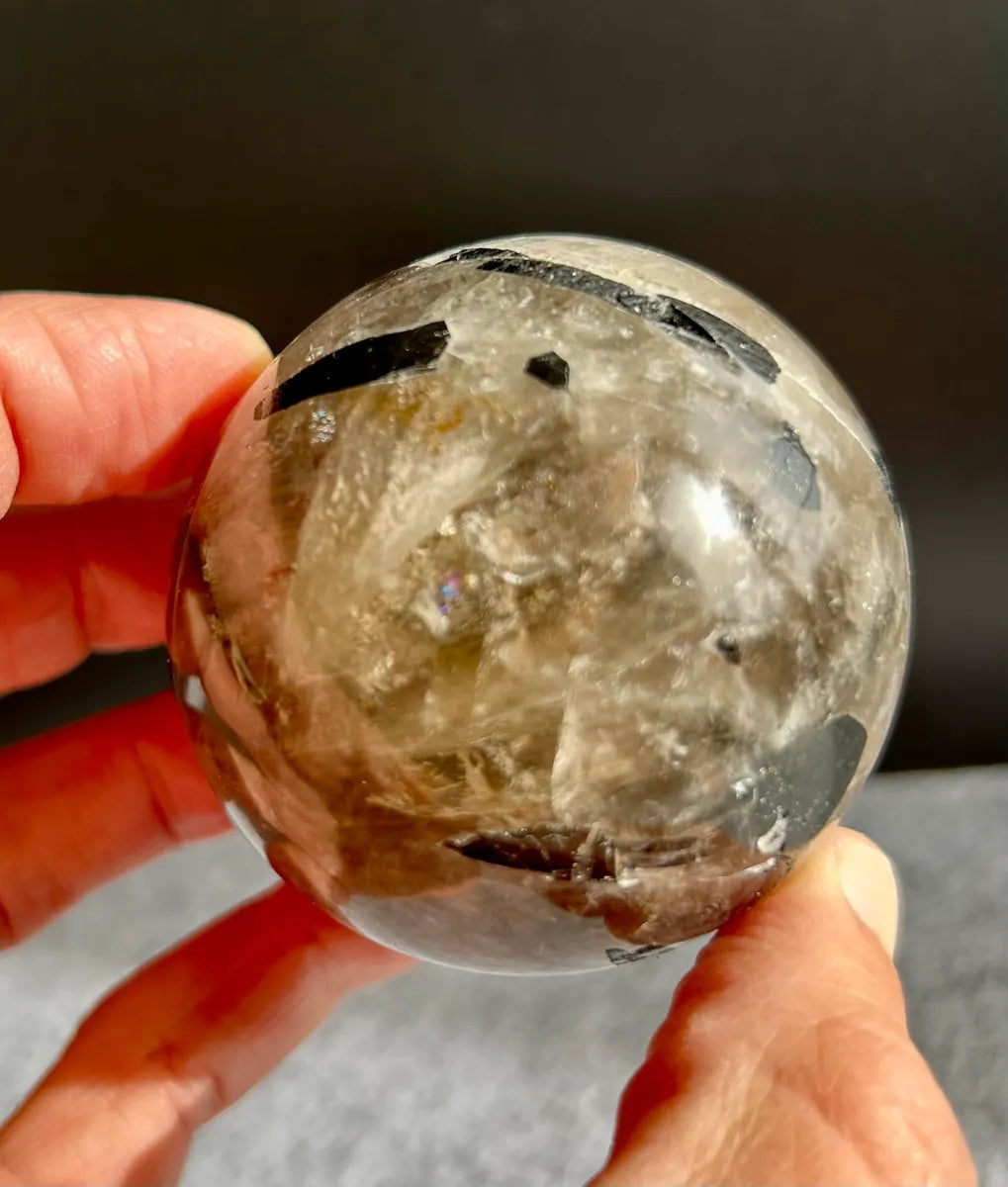 Tourmalinated Quartz Sphere