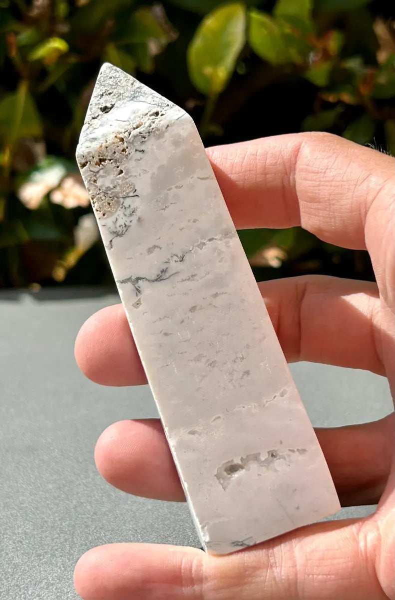 White Plume Agate Obelisk