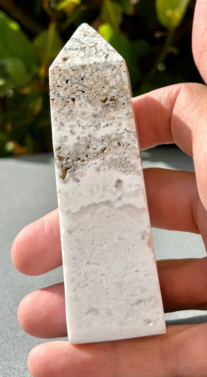 White Plume Agate Obelisk