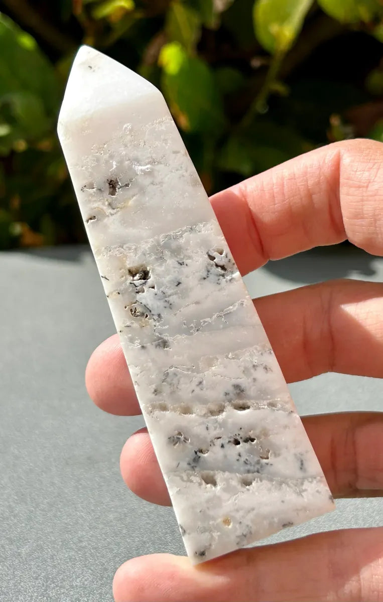 White Plume Agate Obelisk