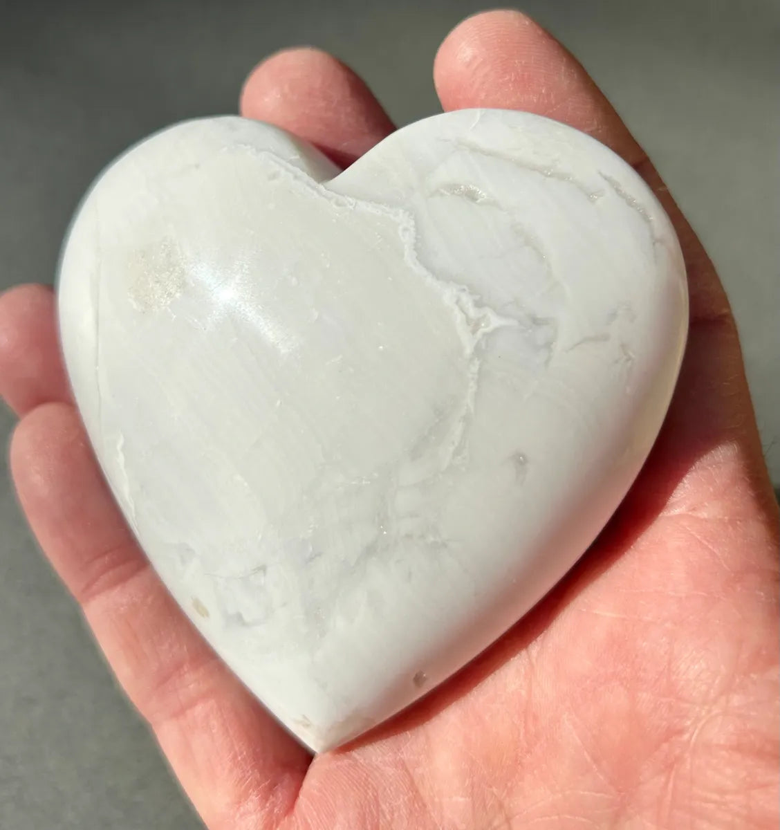 White Plume Agate Heart