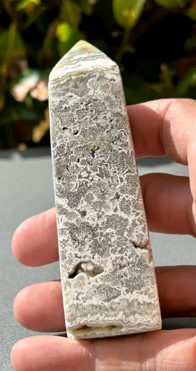 White Plume Agate Obelisk