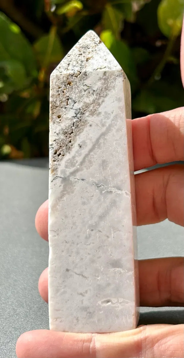 White Plume Agate Obelisk