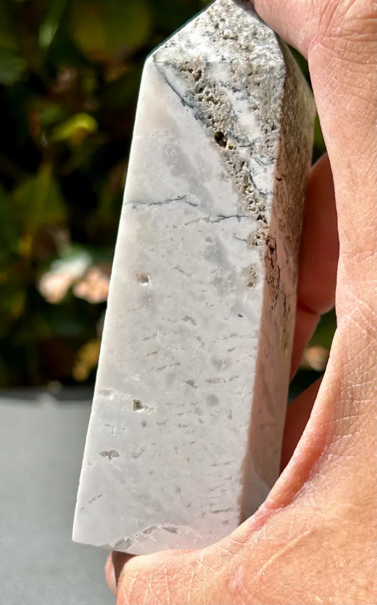 White Plume Agate Obelisk
