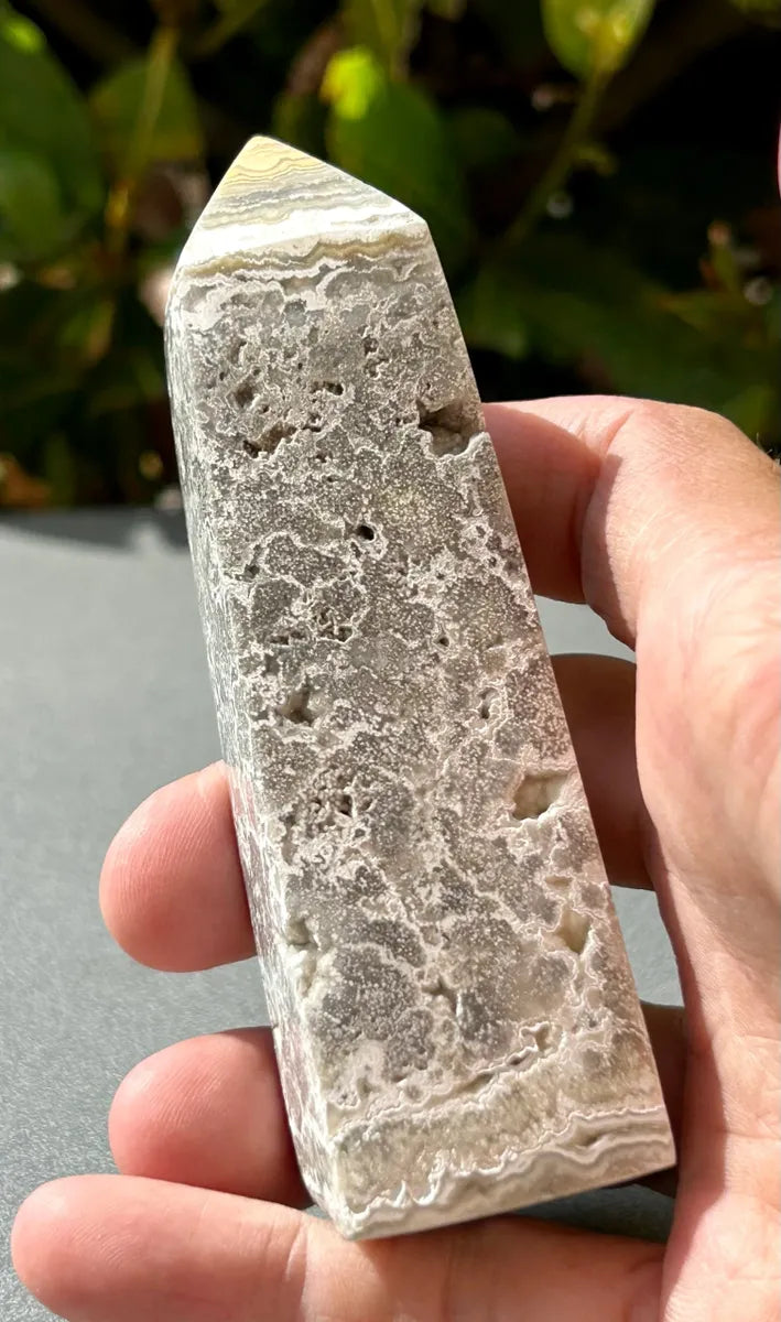 White Plume Agate Obelisk