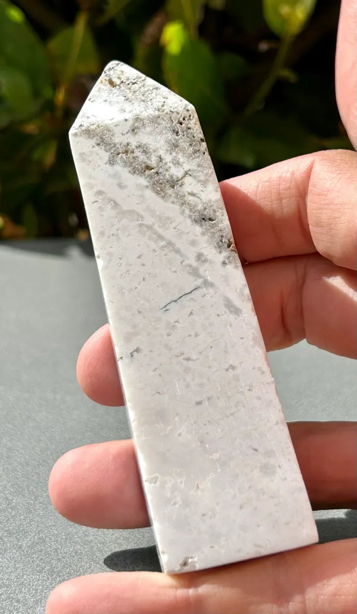 White Plume Agate Obelisk