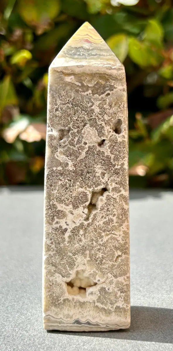 White Plume Agate Obelisk