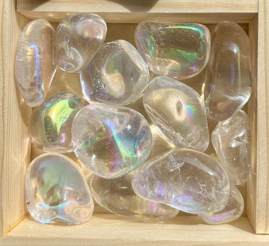 Aqua Aura Quartz Tumbles
