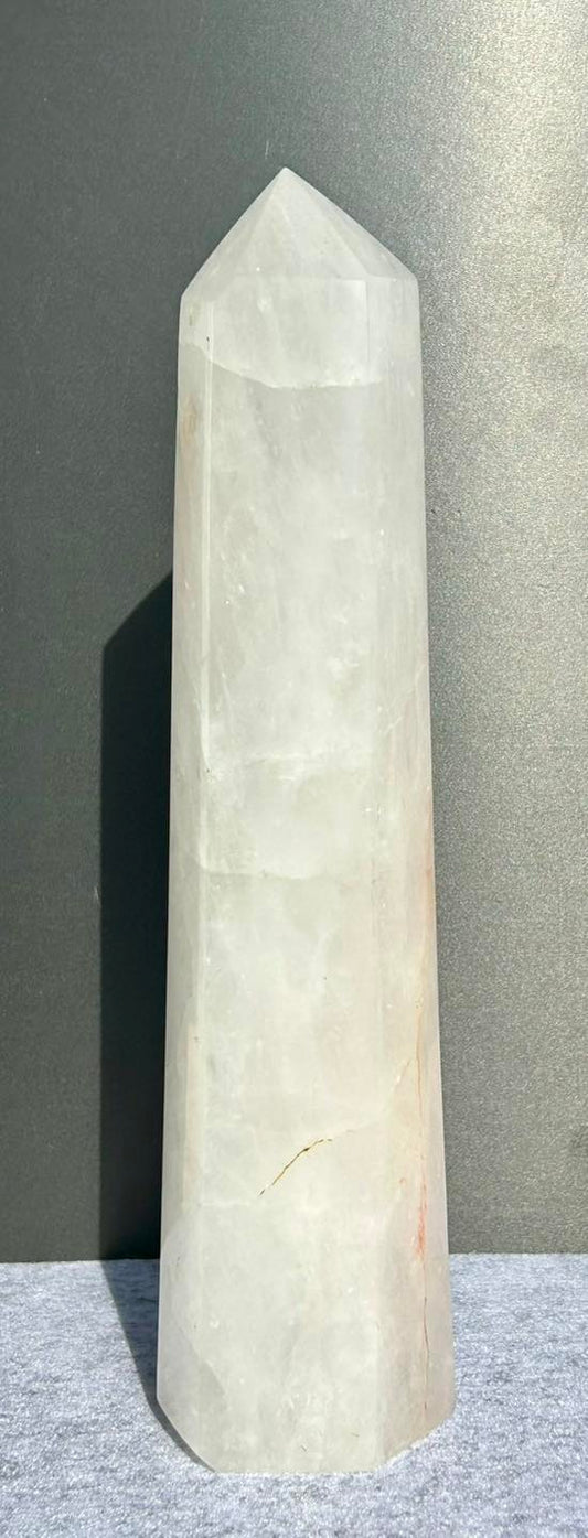 Large Polished Snow Quartz Tower
