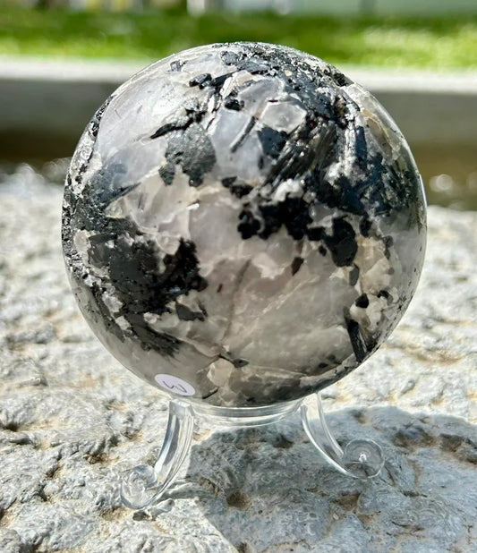 Tourmalinated Quartz Sphere