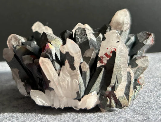 Hematite Coated Quartz Cluster