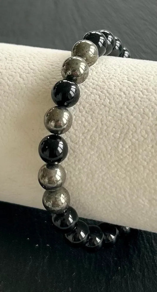Black Tourmaline &amp; Pyrite Bracelet