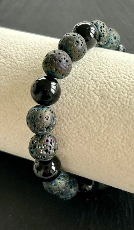 Black Tourmaline &amp; Lava Bracelet